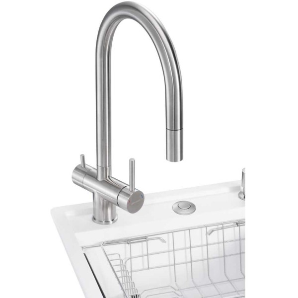 Фото - Мийка кухонна+змішувач GRANADO Royal Estella white (+ подрібнювач Algar + Ferrol inox + дозатор Redondo inox + кошик + дошка)