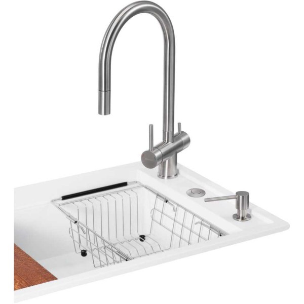 Фото - Мийка кухонна+змішувач GRANADO Royal Estella white (+ подрібнювач Algar + Ferrol inox + дозатор Redondo inox + кошик + дошка)