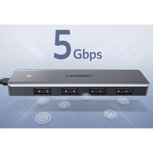 Фото - Хаб USB UGREEN CM219 4-port 15см USB 3.0 Gray (50985)
