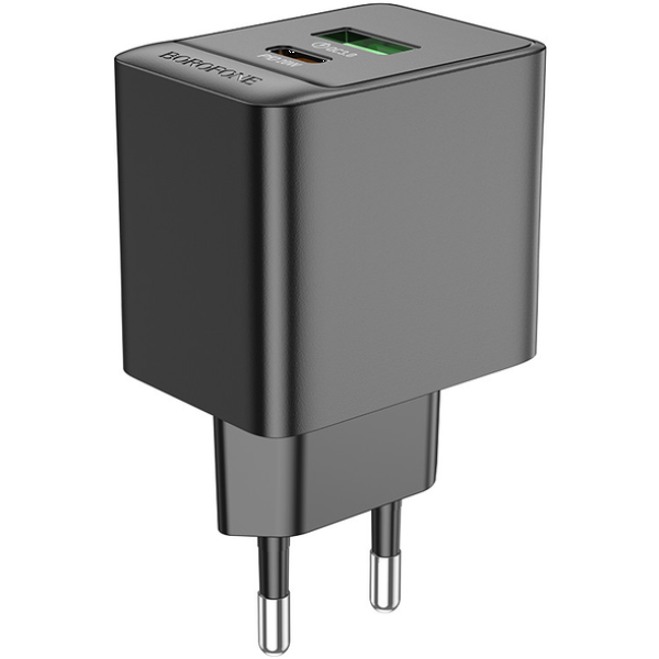 Фото - Мережевий зарядний пристрій BOROFONE BAS14A Erudite PD20W+QC3.0 charger EU Black (6941991104947)