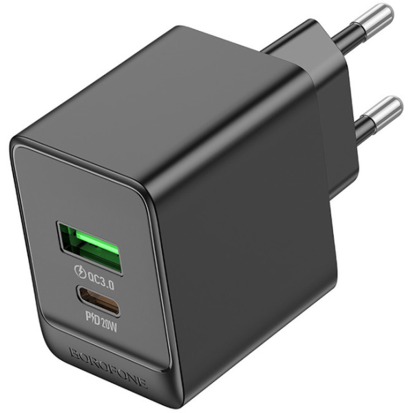 Фото - Мережевий зарядний пристрій BOROFONE BAS14A Erudite PD20W+QC3.0 charger EU Black (6941991104947)