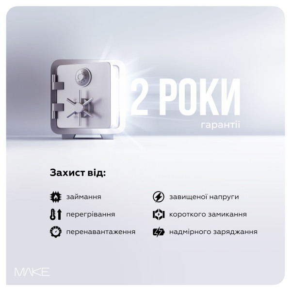 Фото - Мережевий зарядний пристрій MAKE 100W GaN 2xPD + QC3.0 Black (MCW-10031GBK)