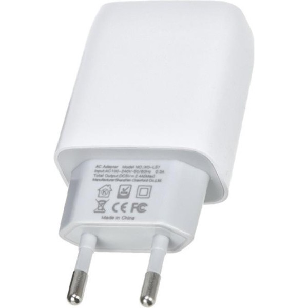 Фото - Сетевое зарядное устройство XO L57 2USB 2.4A White (00000014101) + кабель Lightning