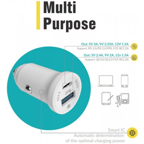 Фото - Автомобільний зарядний пристрій Piko CC-302QP (2USB) White (1283126509896)