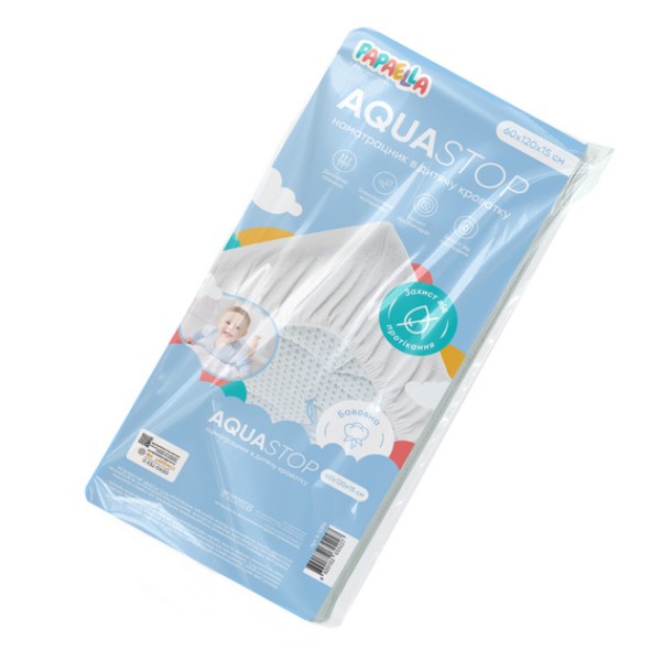 Фото - Наматрацник дитячий PAPAELLA Aqua Stop натяжний з бортом 60х120х15 см (8-10816)
