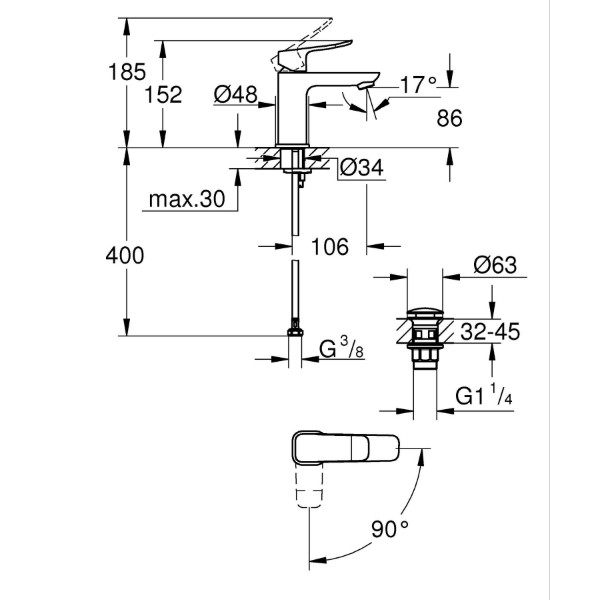 Фото - Смеситель для ванной Grohe QuickFix Dice ColdStart S (1018610000)