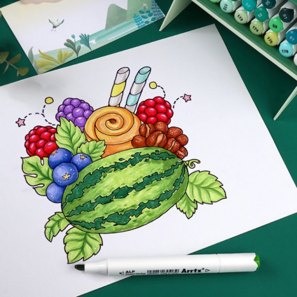 Фото - Набір маркерів Arrtx Alp ASM-02GN 24 кольори, зелені відтінки (LC302246)