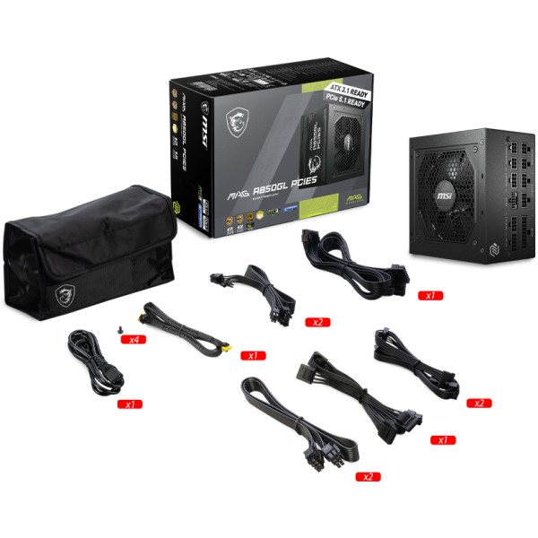 Фото - Блок живлення для ПК MSI 850W 80 PLUS Gold (MAG A850GL PCIE5)