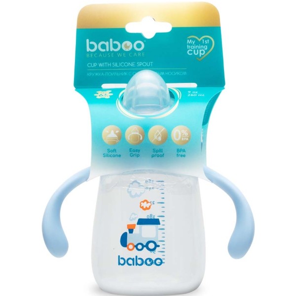 Фото - Чашка-непроливайка дитяча Baboo 260 мл Transport Blue (8-121)