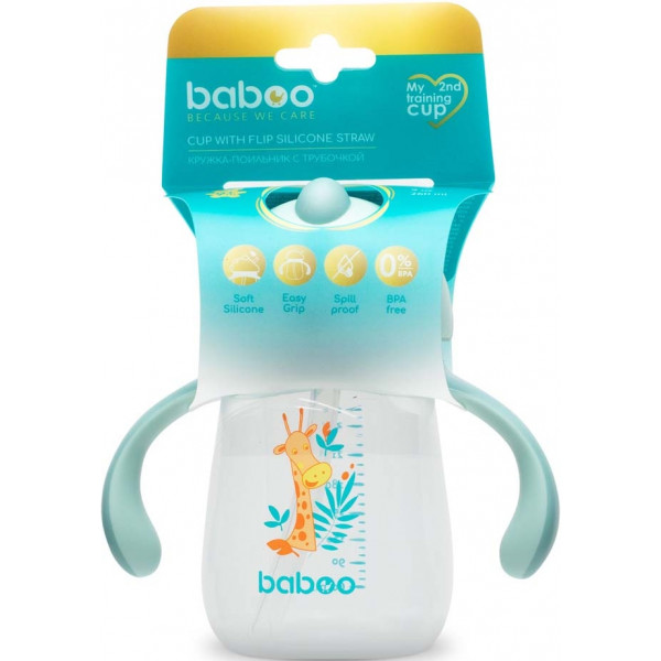 Фото - Чашка-непроливайка детская Baboo 260 мл Safari Green (8-122)