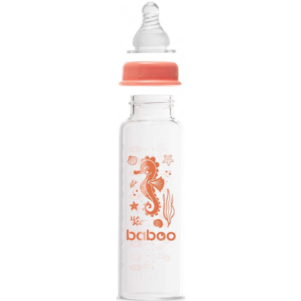 Фото - Пляшка для годування Baboo Антиколікова 240 мл Sea Life 3+ міс. Orange (3-118)