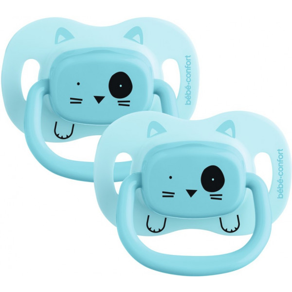 Фото - Симметричная пустышка Bebe Confort 2 шт 18/36 Minimalistic Animals Blue