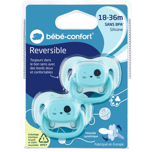 Фото - Симметричная пустышка Bebe Confort 2 шт 18/36 Minimalistic Animals Blue