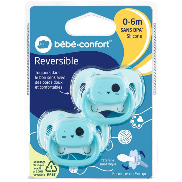 Фото - Симметричная пустышка Bebe Confort 2 шт 0/6 Minimalistic Animals Blue