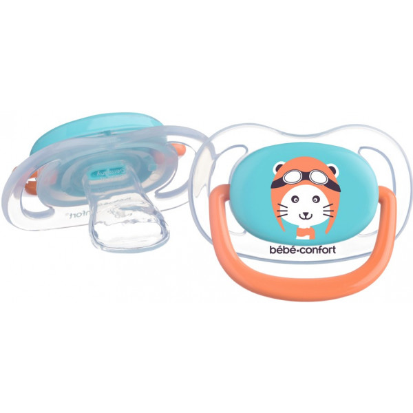 Фото - Ортодонтическая пустышка Bebe Confort Physio Air Dummy Traveller 2 шт. 0/6 Blue/Orange