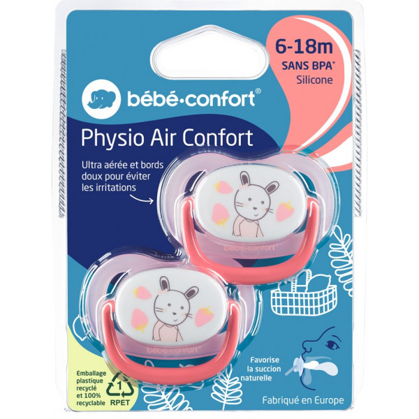 Фото - Ортодонтическая пустышка Bebe Confort Physio Air Dummy Gardener 2 шт. 6/18 Pink/Yellow