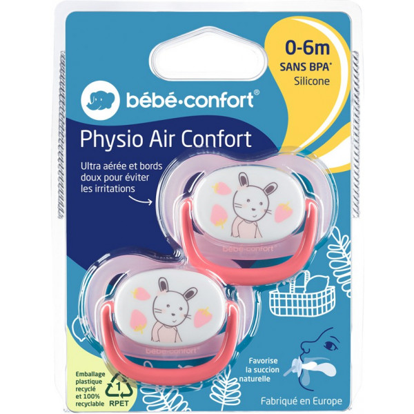 Фото - Ортодонтическая пустышка Bebe Confort Physio Air Dummy Gardener 2 шт. 0/6 Pink/Yellow
