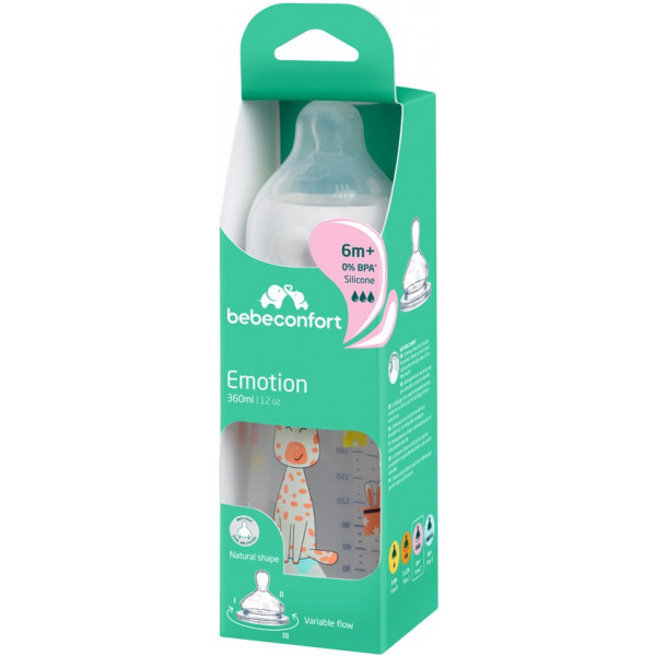 Фото - Бутылочка для кормления Bebe Confort Emo PP 360ml T2 FF с силиконовой пустышкой White