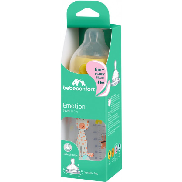 Фото - Бутылочка для кормления Bebe Confort Emo PP 360ml T2 FF с силиконовой пустышкой Yellow