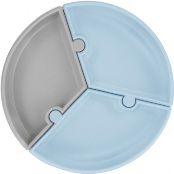 Фото - Тарілка для малюка MinikOiOi Puzzle - Mineral Blue/Powder Grey (101050059)