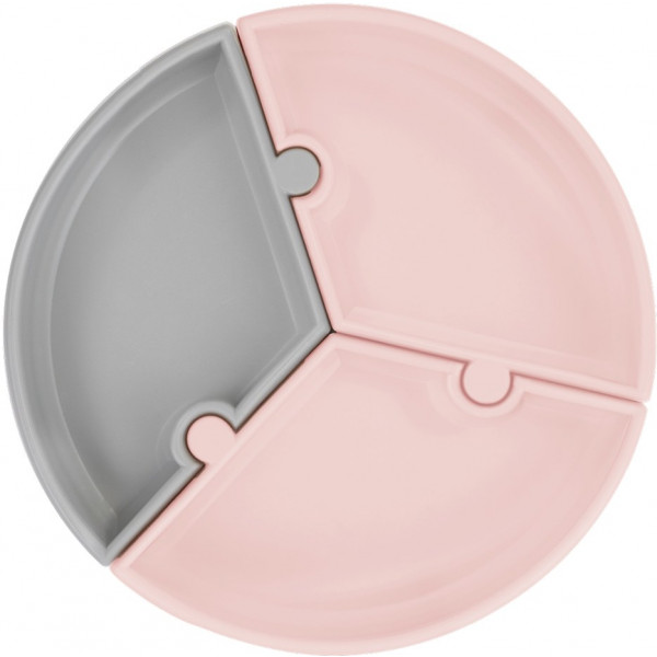 Фото - Тарілка для малюка MinikOiOi Puzzle - Pinky Pink/Powder Grey (101050058)
