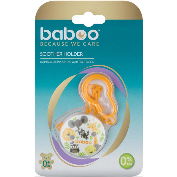 Фото - Держатель пустышек Baboo Safari 0+ мtс Orange (7-307)