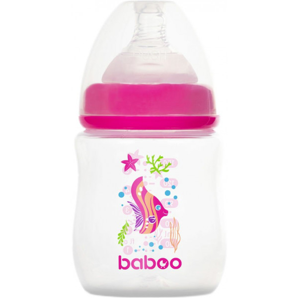 Фото - Пляшка для годування Baboo Антиколікова 150 мл Sea Life 0+ місяців Pink (3-113)