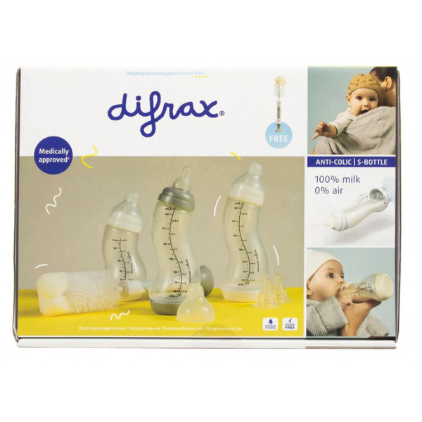Фото - Бутылочка для кормления Difrax 3 шт. антиколочные, щеточки для чистки, 2 шт маленькие соски (601)