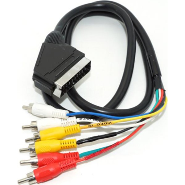 Фото - Кабель Scart - RCA Merlion Scart-6RCA, 1.5m Black (TT-SCART (M)-6RCA (M)-1.5)