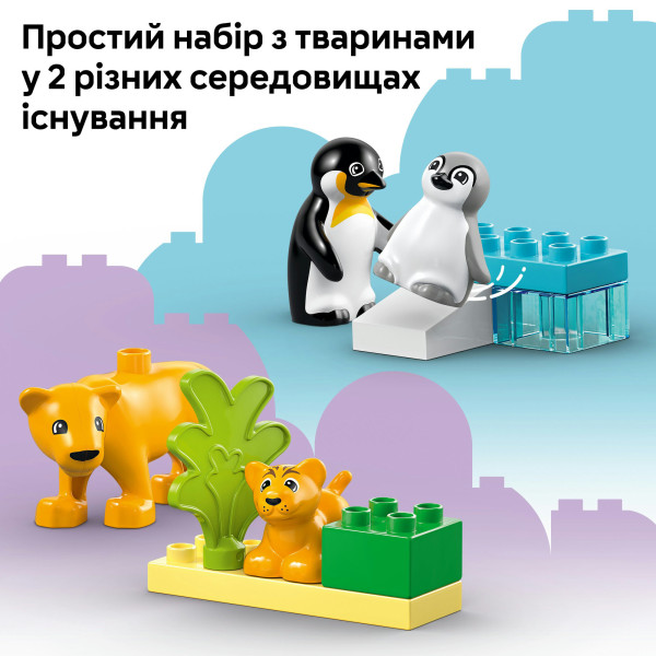 Фото - Конструктор LEGO DUPLO Town Семейства диких животных: Пингвины и Львы (10442)