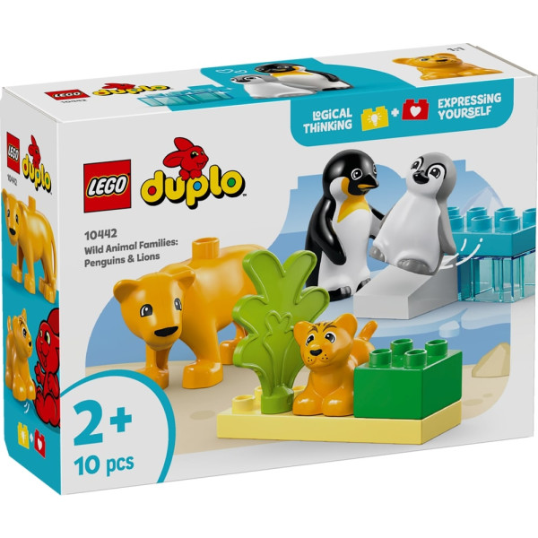 Фото - Конструктор LEGO DUPLO Town Семейства диких животных: Пингвины и Львы (10442)