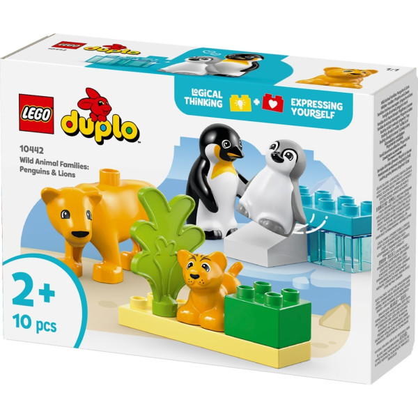 Фото - Конструктор LEGO DUPLO Town Семейства диких животных: Пингвины и Львы (10442)