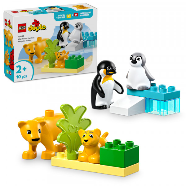 Фото - Конструктор LEGO DUPLO Town Семейства диких животных: Пингвины и Львы (10442)