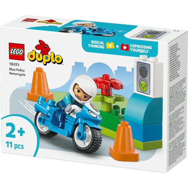 Фото - Конструктор LEGO  DUPLO Town Синій поліцейський мотоцикл (10471)