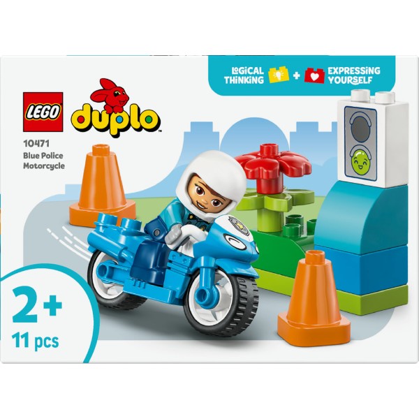 Фото - Конструктор LEGO  DUPLO Town Синій поліцейський мотоцикл (10471)