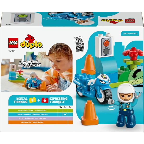 Фото - Конструктор LEGO  DUPLO Town Синій поліцейський мотоцикл (10471)
