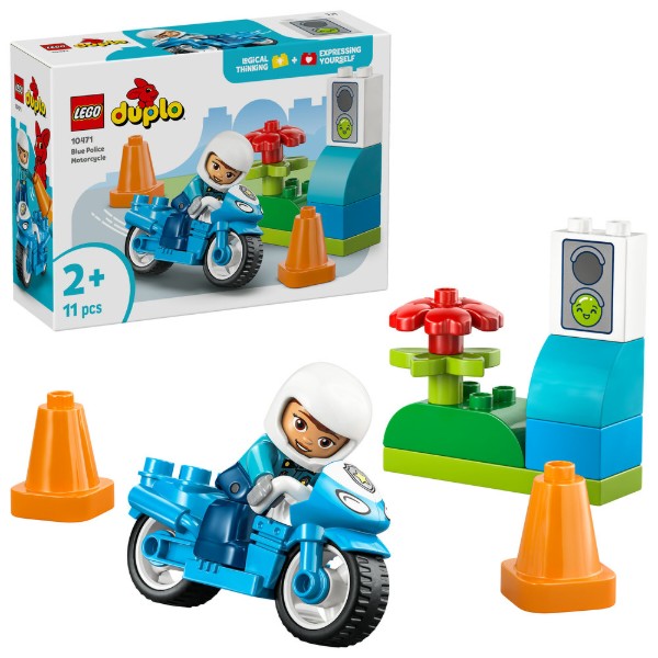 Фото - Конструктор LEGO  DUPLO Town Синій поліцейський мотоцикл (10471)