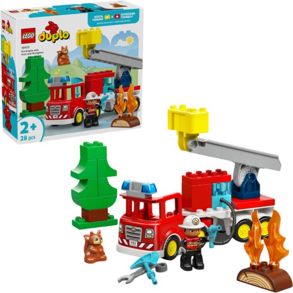 Фото - Конструктор LEGO DUPLO Town Пожарная машина со шлангом и пожарным (10473)