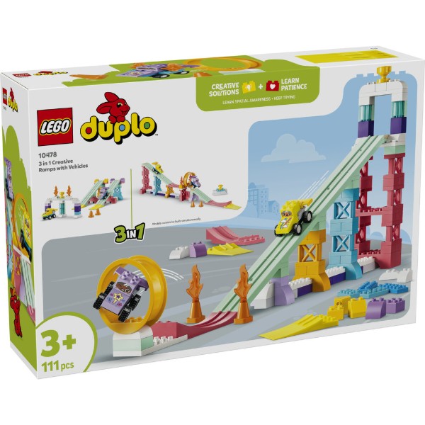 Фото - Конструктор LEGO  DUPLO Town 3 в 1 Цікаві гірки та трампліни з автомобілями (10478)