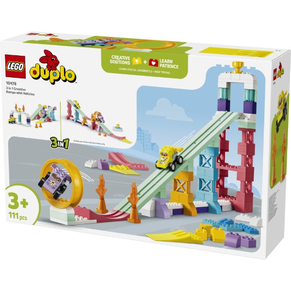 Фото - Конструктор LEGO  DUPLO Town 3 в 1 Цікаві гірки та трампліни з автомобілями (10478)
