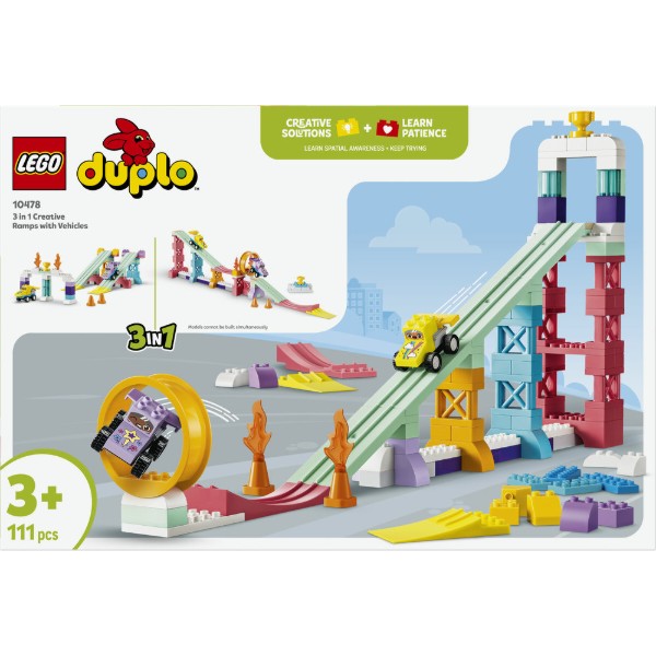 Фото - Конструктор LEGO  DUPLO Town 3 в 1 Цікаві гірки та трампліни з автомобілями (10478)