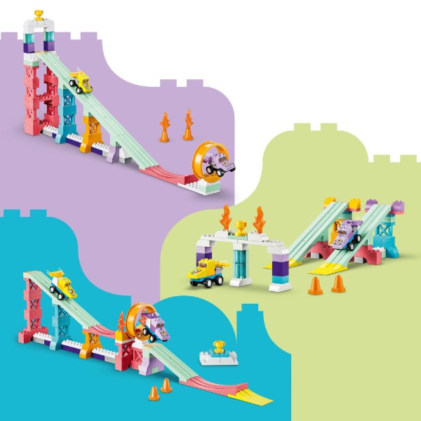 Фото - Конструктор LEGO  DUPLO Town 3 в 1 Цікаві гірки та трампліни з автомобілями (10478)