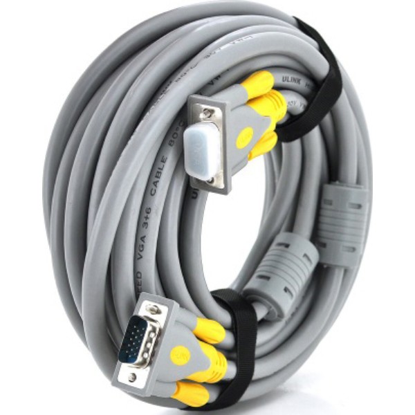 Фото - Кабель Merlion VGA-VGA 10m Gray-Yellow (YT-VGA(M)/(M)3+6GR-10m/16190)