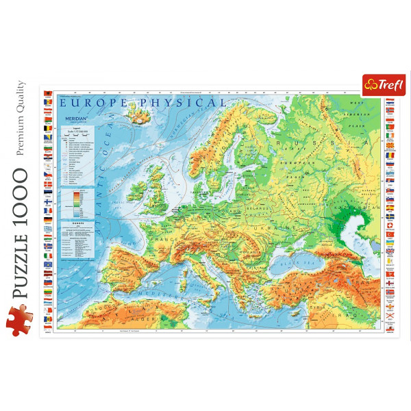 Фото - Пазли (8 +) Trefl Фізична карта Європи 1000 ел. (10605)