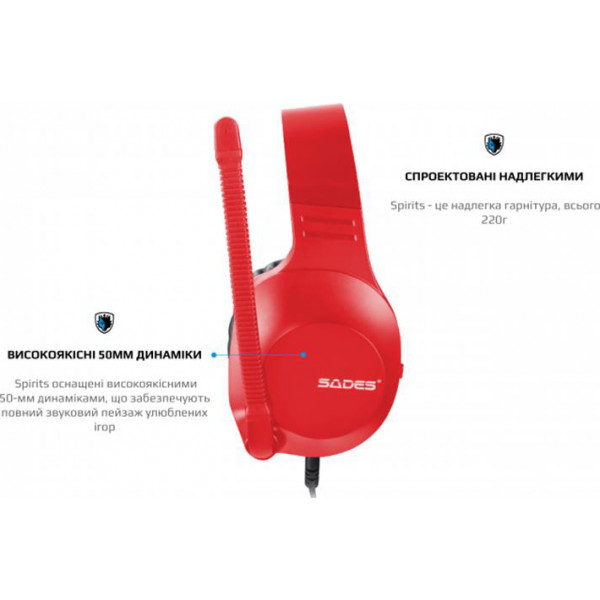 Фото - Навушники повнорозмірні дротові Sades SA-721 Spirits Red (sa721rdj)