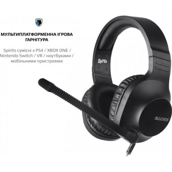 Фото - Наушники полноразмерные проводные Sades SA-721 Spirits Black (sa721bkj)