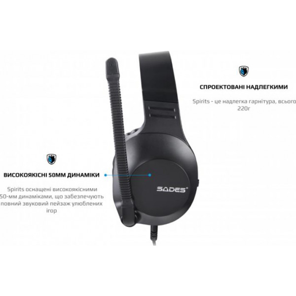 Фото - Наушники полноразмерные проводные Sades SA-721 Spirits Black (sa721bkj)