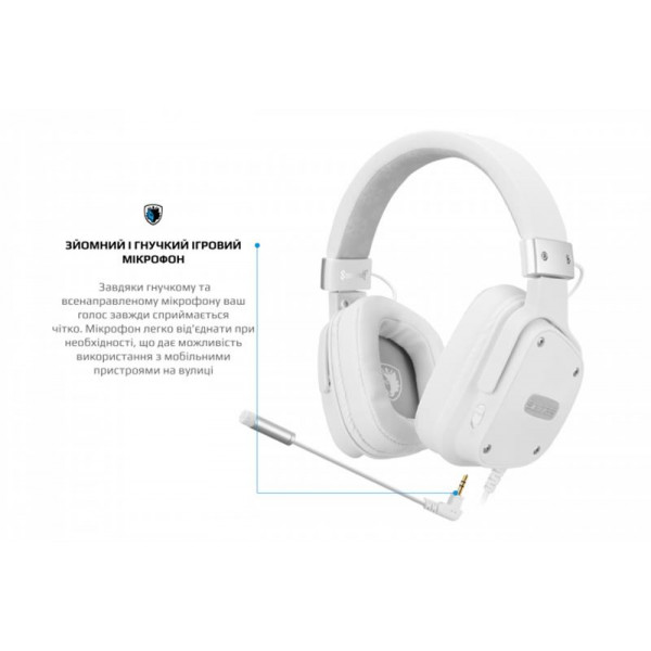 Фото - Гарнитура проводная игровая Sades SA-722S Snowwolf White (sa722swhj)