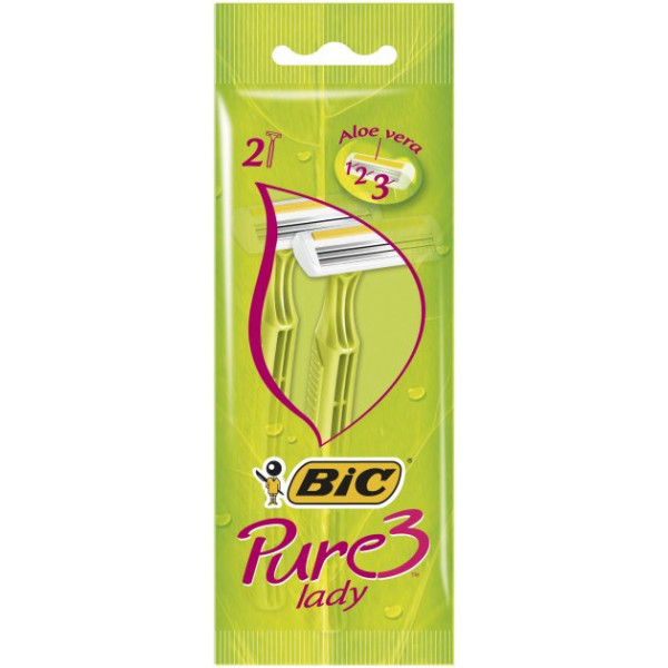 Фото - Станок жіночий одноразовий BIC Pure 3 Lady 2 шт. (3086123221642)