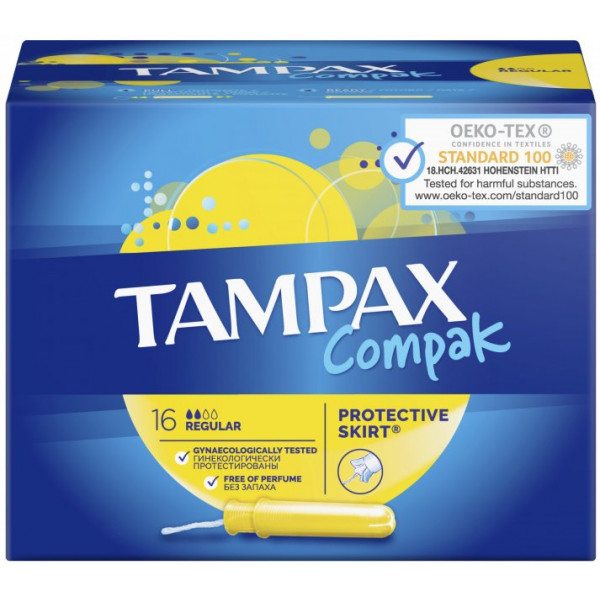 Фото - Тампоны гигиенические Tampax Compak Regular с апликатором 16 шт. (4015400219507)